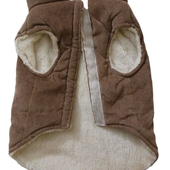Tan Brown Corduroy Pet Winter Jacket Faux Fleece-Lined Unisex Apparel NWT - Picture 7 of 9